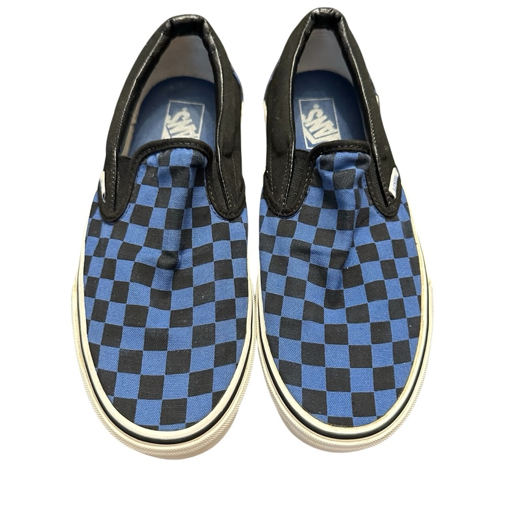 Vans Blue & Black Checkerboard Slip-On Sneakers | Men’s 8.5 / Women’s 10